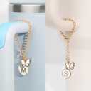 4 x Compatible with Stanley Cup Accessories, 2PCS Butterfly Letter Charms with 4PCS 10mm Stanley Straw Cover Cap for Stanley Cup 30&40 Oz, Silicone Stanley Straw Toppers for Stanley Tumbler(O)