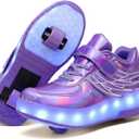 Roller Skate Shoes for Kids Boys Girls LED Roller Sneakers Light Up Fashion Flashing Wheels Shoes Rechargeable (10 Little Kid, Purple)