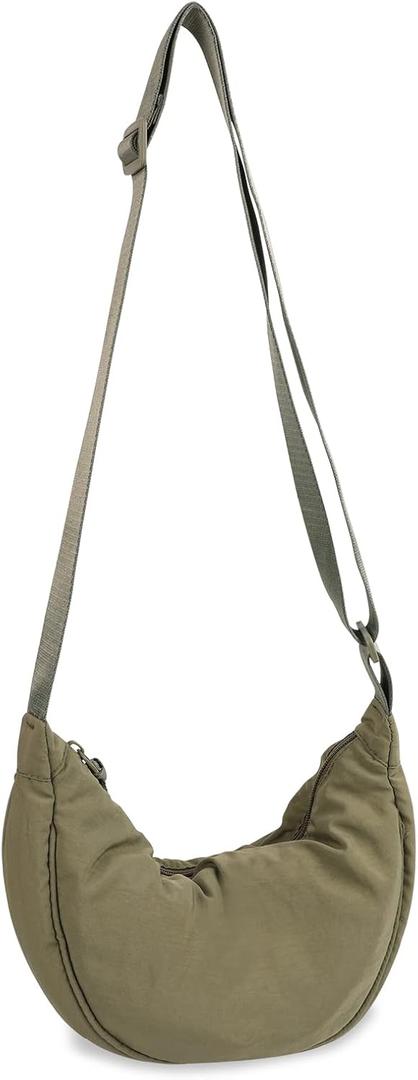 Nylon Crescent Crossbody Bag for Women Purses Trendy Men,Small Travel Sling Bag Hobo, Small