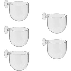 Uenhoy 5 Pcs Plastic Aquatic Plant Pots, Aquarium Plant Pots with Suction Cups, Acrylic Aquarium Planter, Red Shrimp Live Plant Fish Tank Holder