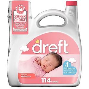 Dreft Stage 1 Newborn Baby Laundry Detergent Liquid, HE Compatible, 114 Loads, Laundry Soap for Sensitive Skin, Baby Laundry Detergent, Newborn Essentials