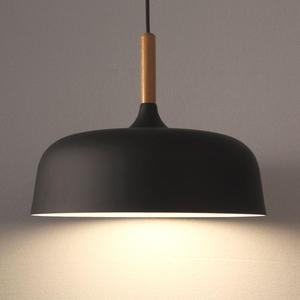 E26/27 Modern Pendant Light Industrial Art Deco Ceiling Lighting Light Fixture Simple Nordic Style Hanging Lamp Shade 1 Light Fixtures for Dining Room Kitchen Island Hallway Shop (Wooden, Black)
