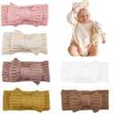 Handmade Baby Headbands Soft Stretchy Nylon Hair Bands with Bows for Newborn Infant Baby Toddler Girls- Pack of 6 (SYTLEA-01, MEDIUM)