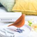 Quoowiit Bird Figurine, Modern Sculpture and Statues for Home Decor, Animal Statues for Bookshelf, Table, Entryway, Fireplace, Resin Decorative Sculpture with Chic Polka Dots Art Design (Orange)