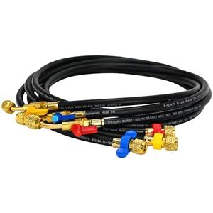 KlenzMate Upgraded 1/4" A2L Refrigerant Hose,72", Compact Ball Valve Refrigerant Hose Kit with Color-Coded Wrench, A2L HVAC Hose for R-1234YF, R-134A, R-410A, 1/4" x 1/4" Flare Fittings (Pack of 3)
