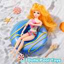Chengu 6 Pcs Pool Floaties for Girl Dolls Swim Accessories Set Swimming Pool Floaties Party Ring Girl Dolls Cup Coasters Toys for 11.5" Swimming