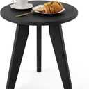 HDPE Outdoor Side Table, Small Round Side Table Weather-Resistant, Outdoor Side Tables for Patio, Porch, Deck, End Table for Plant Stand, Living Room, Bedroom, Black (1PC)
