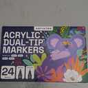 ARTISTRO 24 Dual Tip Acrylic Paint Markers, Acrylic Paint Pens, Fabric Markers for Textile, Rock, Glass, Wood, Paper, Ceramic, Canvas DIY Art Supplies Kit for Kids and Adults (Dual Tip Dot + Fine, 24)