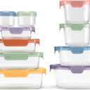 Ello Color Lock 20PC Mixed Glass Food Storage Sets, Leak-Proof Glass Food Storage Containers with Airtight BPA-Free Plastic Lids, Dishwasher, Microwave, and Freezer Safe, Desert Festival, 10 x Mixed