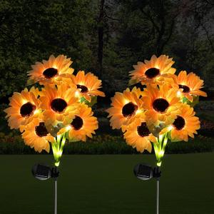 Solar Light Outdoor Garden Decor - Upgraded 2 Packs with 12 Sunflower Lights, Waterproof Solar Outdoor Decorative Lights for Gardens, terraces, backyards