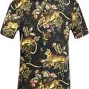 SSLR Mens Short Sleeve Button Down Shirts Casual Summer Hawaiian Shirts for Men (Blue, S)