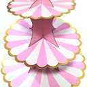 BRTOPMY 3 Tier Cupcake Stand with Candyland Lollipop Cupcake Stand Tower Stand for Weddings Baby Showers Birthday Parties Thanksgiving Cupcake Party Decorations Pink
