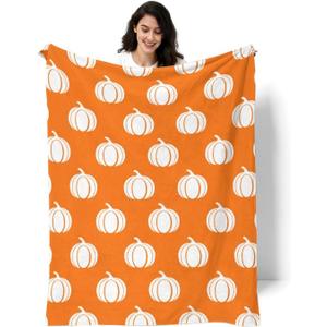 Pumpkin Blanket, Autumn Harvest Flannel Throw Blanket for Couch Bed Or Chair, Luxury Lightweight Comfy Blankets Home Decor Gift Fall Thanksgiving Halloween Decorative Blanket 40x50in(100 * 125cm)