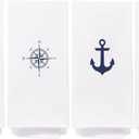 Nautical Ship Steering Wheel Compass Anchor Sailboat Dish Cloths Towels 24x16 Inch Set of 4,Nautical Decor Decorative Dish Hand Towels for Coastal House Kitchen,Sea Lover Gifts