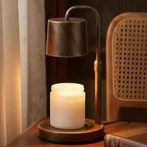 Vintage Industrial Candle Warmer Lamp for Home Decor - Height Adjustable with 2-6H Timer & Dimmer, Dimmable Wax Melt Warmer Compatible with Yankee Candle Jars (Antique Bronze, 50W 2 Bulbs, 110V)