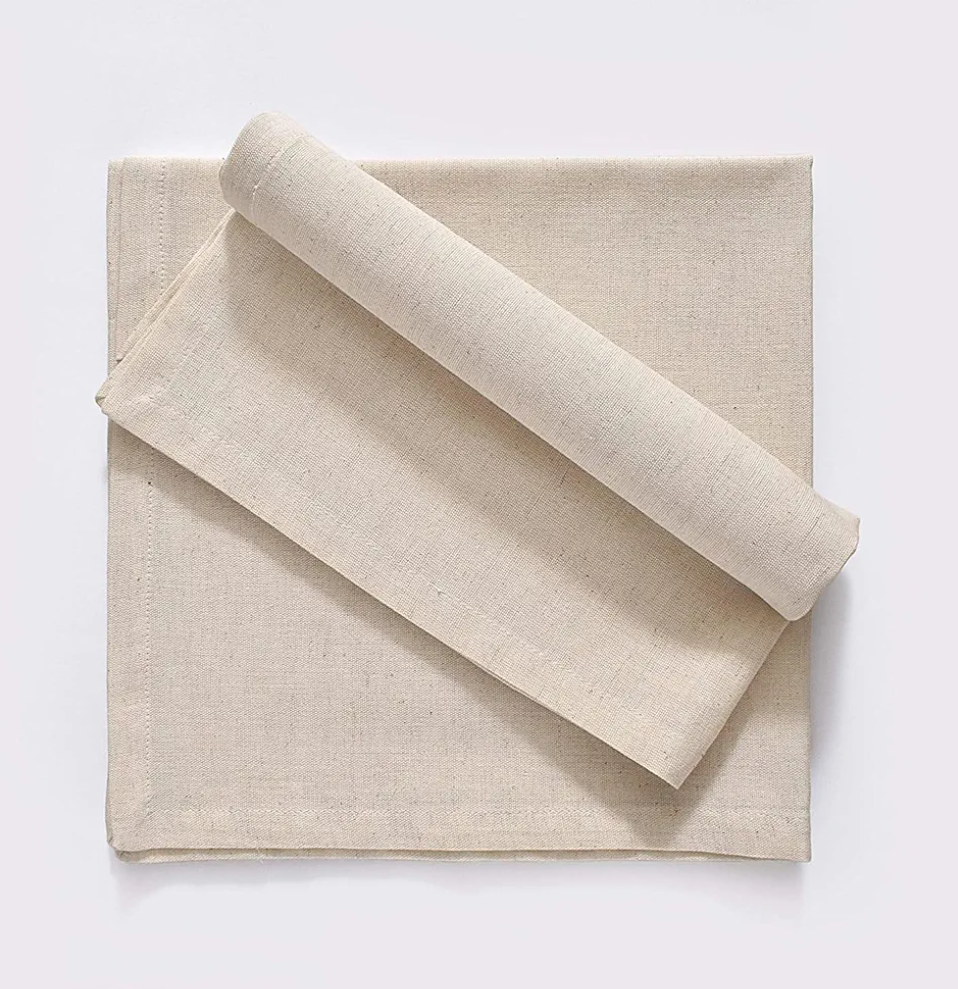 Ruvanti Premium Linen Napkins Set of 2-20x20 Inch, Classic Hemstitch, Mitered Corner Cloth Napkins ‎‎- Soft, Elegant Dinner Napkins Cloth Washable for Weddings, Parties, Everyday Use - Natural