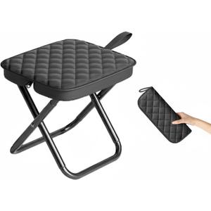 11.8" W x 11.6" H Compact Foldable Backpack Stool Carbon Steel Collapsible Portable Pocket Chair Thickened Folding Camp Stool 350lbs for Adults Hiking Purse Stools, Black