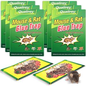 Qualirey 6 Pack Sticky Mouse Traps, Extra Large Glue Boards 8.3 x 11.8 Inch with Nut Attractant Print, Non-Toxic, Ready-to-use Indoor Rodent Catchers for Mice & Rats
