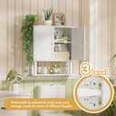 AmazerBath Bathroom Wall Cabinets, Bamboo Over The Toilet Storage Cabinet with Adjustable Shelves, Large Wall Mounted Medicine Cabinets with 2 Doors for Small Spaces, White, 9x21.3X 23.8 Inches