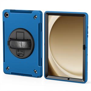 Omnpak for Samsung Galaxy Tab A9 Plus 11 inch Case 2024 (X210,X215,X216), Protective Cover for Galaxy Tab A9+ with 360 Rotating Stand, Hand Strap,Blue
