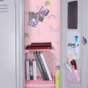 HAUTOCO 16 Pcs Locker Accessories for Girls Pink Locker Organizer Decorations with Shelf, Rugs, Magnetic Wallpaper, Whiteboard, Mirror, Markers, Pen Holder, Magnets, Back to School Work Essentials
