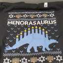 Funny Ugly Hanukkah Sweater Dinosaur Menorah Dino Sweatshirt Sweatshirt Large