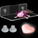 Axolotl Hammock Ledge with Weighted Ceramic Feeding Dish, Clear Acrylic Aquarium Shelf with 2 Strong Suction Cups, Tank Decor & Accessories for Axolotl/Newt/Salamander, 7.8" x 3.9"