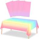 MADLYN RHUE Iridescence Plastic Tablecloths Shiny Disposable Laser Table Covers 54" x 108" Sequin Holographic Foil Tablecloths for Birthday, Wedding, Party, Picnic, Buffet Decorations (4, Pastel)