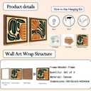 Mid Century Floral Wall Art Set of 2, Modern Square Abstract Botanical Wall Decor Picture, Vintage Boho Eclectic Plant Canvas Prints Paintings for Bedroom Living Room 16x16 inch Wood Framed