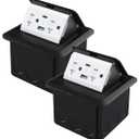 Pop Up Floor Outlet with Stainless Steel Cover 20amp TR Outlet and USB Chargers Receptacle Box (Black, Type-C 2 Pack)