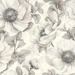 Gray Floral Peel and Stick Wallpaper Vintage Wallpaper Self-Adhesive Vinyl Wall Paper for DIY Home Decor 17.7in x 118in
