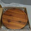 Demigo 10" Acacia Wood Round Tray - Decorative Plant Stand, Farmhouse Countertop Organizer, Multi-Purpose Display Pedestal, Riser Board for Soap, Perfume, Candles, Sponge, Bathroom, Kitchen (Brown)