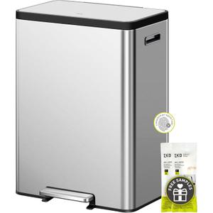 EKO EcoCasa II 36L+24L Dual Trash Can with Recycle Bin, Stainless Steel Garbage Can with Lid, Deodorizer Compartment, Odor-Proof and Fingerprint Resistant