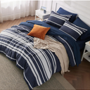 Bedsure Queen Comforter Set, Blue Striped Bedding Set for All Seasons, Reversible, Cationic Dyeing Bed in a Bag with Comforter