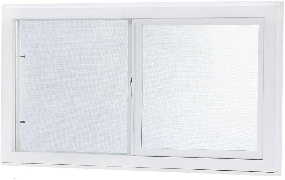 Left-Hand Single Sliding Vinyl Window White with Dual Pane Insulated Glass
