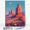Aeontinity Monument Valley Arizona Location Framed Canvas DIY Paint by Numbers Kit Bar Cafe Cave Home Room Wall Bathroom Porch Patio Decor Gift, 16 x 12 Inch