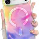 Magnetic for iPhone 17 Pro Case for Women Girls Stylish Colorful Iridescent Phone Case Compatible with Magsafe, Slim Fit Shockproof Protective Cover, Colorful