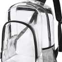 Clear Backpack Heavy Duty - 16x12x6 in Large Transparent Backpacks for School, College, Work - See Through PVC Plastic Bookbag for Girls Boys (Black)