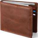 GSOIAX Top Grain Leather Wallet for Men Slim RFID Blocking Premium Crazy Horse Bifold Handcrafted Vintage 11Card Slots 2 ID Windows & 2 Cash Pockets Gift Box Packaging for Him (Brown)