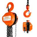 KITUYOTO Chain Hoist 1100 lbs Capacity 10 FT，Hand Lift Chain Block 1/2 Ton G80 Galvanized Carbon Steel with Double-Pawl Brake& 360° Rotation Hook ，Industrial Grade Structures，for Garage Factory Dock