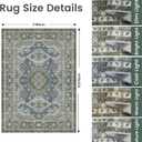 Rugland 6x9 Rug - Stain Resistant Washable Rug, Anti Slip Backing Rugs for Living Room, Vintage Tribal Area Rugs (TPR07-Blue/Green, 6'x9')