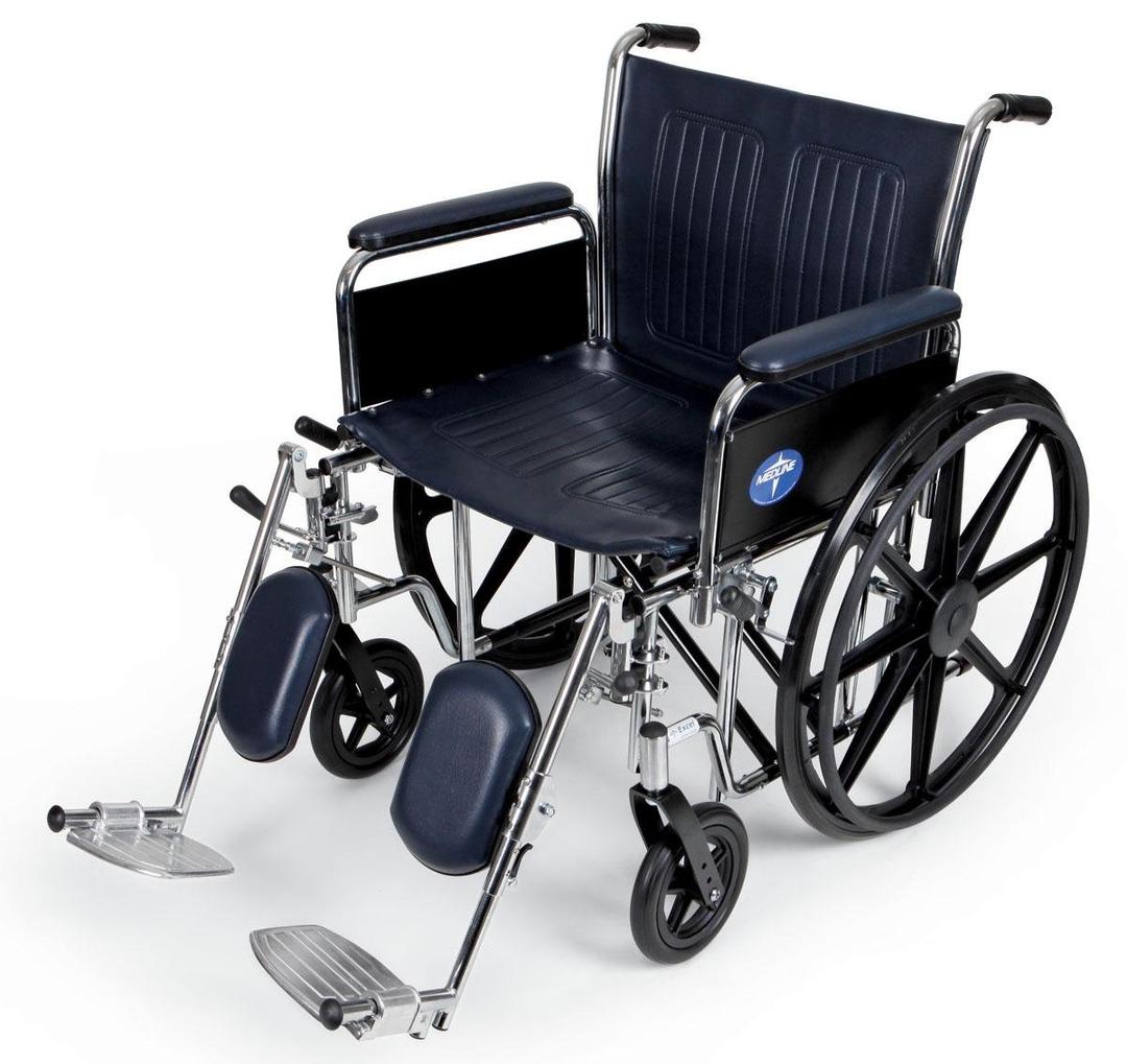 Medline Excel Extra-Wide Wheelchair with 24" Seat, Full-Length Arms, Elevating Leg Rests, and Chrome Frame - Bariatric, Premium Mobility Aid for Enhanced Comfort and Durability