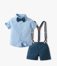 Volunboy Infant Baby Boy Summer Wedding Ring Bearer Outfits Suspenders Shorts Set Formal Dress Shirt Bowtie Suits, Size 80, Kids