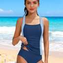 Girls Tankini Swimsuit Solid Color Blocking Two Piece Bathing Suit Ruched Slimming Teen Girls' Swimwear for 9-18Years