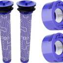 Hechuang Filters kit for Dyson V7, V8 Animal And Absolute Vacuum, 2 Pack Replacement Parts (DY-96566101) and 2 Pack Post- Filter (DY-96747801)