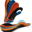 Plantar Fasciitis Insoles, High Arch Support Insoles, Heavy Duty Orthotic Shoe Inserts for All Day Walking, Standing (Men 7.5-8 / Women 8.5-9(255mm), Orange-Enhanced)