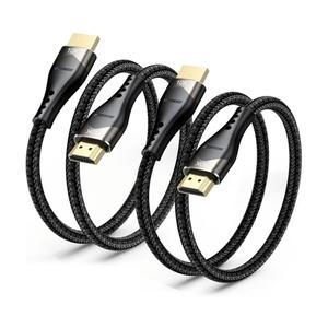 Short HDMI Cable 1.5 FT 2-Pack, 10K 8K HDMI 2.1 Ultra High Speed HDMI Cable 18 inch with Ethernet 48Gbps, 8K@60Hz, 4K@120Hz, HDR10, eARC for Monitor, HDTV, PS5, HDMI Switch, PC