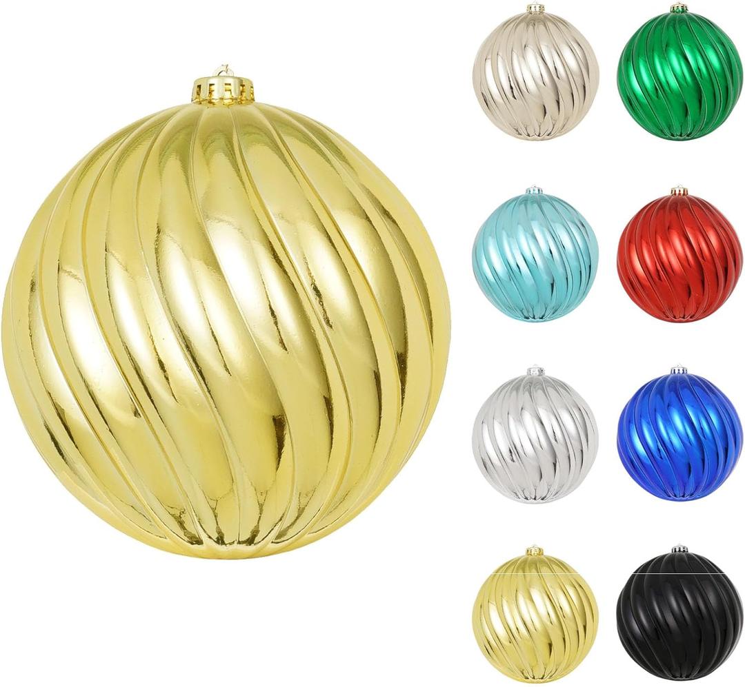 8in Large Christmas Ornaments Gold Shatterproof Christmas Ball Ornaments Giant Hanging Balls Mercury Decorations for Holiday