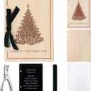 Hoolerry Christmas Wood Card Organizer Set Christmas Card Holder Include a 6 x 8 Cards Organizer a Hole Punch a Print Template 20 Protectors for Holiday Greeting Storage Gift(Stylish)