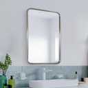 Mirrors for Wall, 20x28’’ Brushed Nickel Bathroom Mirror, Rounded Rectangle Mirrors for Vanity, Anti-Rust SUS304, Tube Metal Frame, 1’’ Deep Wall Mounted Vertically/Horizontal